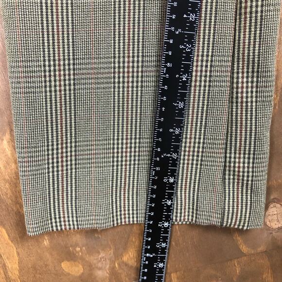 Roz & Ali Womens Pants Brown Green Checkered Plaid Workwear High Rise Stretch 8 - Picture 8 of 11